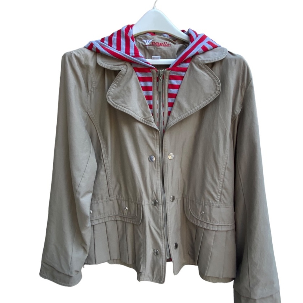 Neyelle Women's Jacket/ size L / tan/red/grey lightweight hooded coat